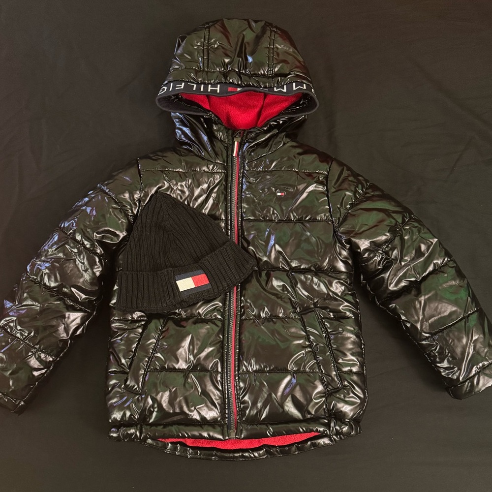 Tommy Hilfiger Little Boys High Shine Hood Logo Puffer Coat
